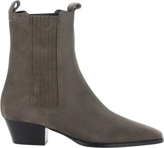 Aeyde Agata Enkellaarzen - Dames - Cowboylaarzen - Grijs - 39 EU - Leer - Schoenen