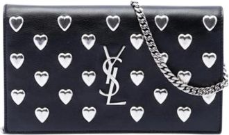 Saint Laurent Pre-owned Heart Stud Crossbody Bag - Dames - Vintage Clutch - Zwart - ONE Size - Leer - Vintage
