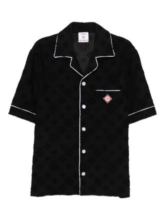 Casablanca patterned piped shirt - men - Cotton/Nylon/Spandex/Elastane - L - Black