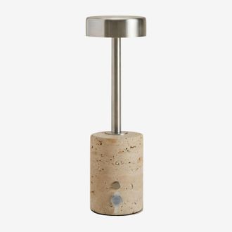 Sklum L&aacute;mpara De Mesa Led Inal&aacute;mbrica Para Exterior En Hierro Y Piedra Natural Arianny Sklum
