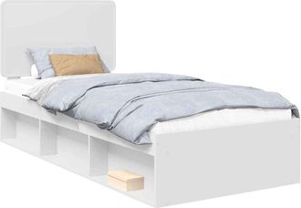 vidaXL Bed Frame with Headboard White 90 x 200 cm Solid Pine Wood vidaXL