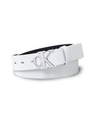 Calvin Klein Jeans Lederg&uuml;rtel CALVIN KLEIN JEANS Monogram Plaque Buckle 30MM, Damen, Gr. 90, weiss (lily wei&szlig;), Rindsleder, unifarben, G&uuml;rtel Lederg&uuml;rtel, mit Logoschna