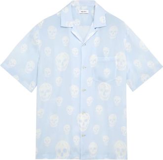 Alexander McQueen Light Blue Skull Print Shirt