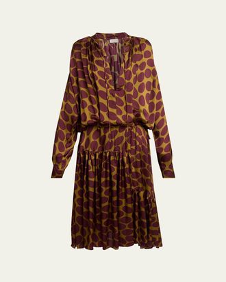 Dries Van Noten Denvo Tiered Polka-Dot Midi Dress