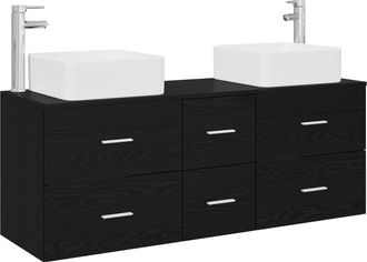 vidaXL Juego De Muebles De Ba&ntilde;o 3 Uds. Negro 49,5 X 41 X 63 Cm Vidaxl