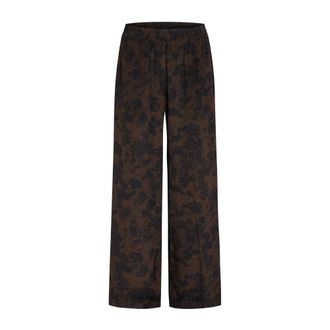 Julie Fagerholt - Heartmade Wide Trousers, female, Brown, 2XS, Silk Stretch Straight Leg Trousers
