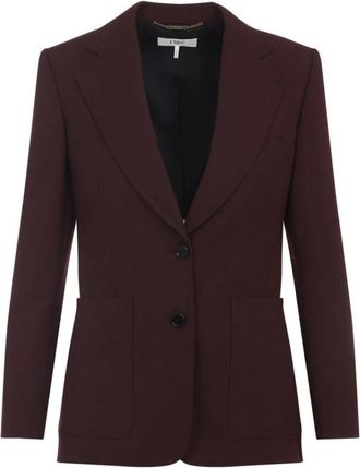 Chlo&eacute; Single-Breasted Wool Blazer - Dames - Blazers - Bruin - 2XS - Wol - Jassen