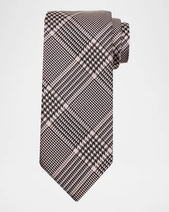 Tom Ford Men & apos;s Prince of Wales Grid Check Silk Tie