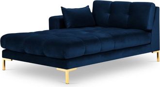 MICADONI Chaise longue de angulo izquierdo de terciopelo azul regio