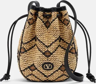 Valentino Garavani VLogo Mini raffia bucket bag