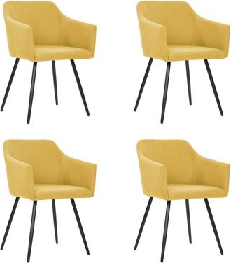vidaXL Sillas De Comedor 4 Unidades Tela Amarillo Vidaxl