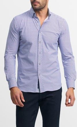 Robert Graham Trim Fit Geo Print Button-Up Shirt in Blue Multi at Nordstrom Rack, Size Xxx-Large