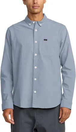 Rvca Thatll Do Stretch Cotton Blend Button-Down Shirt in Oxford Blue New at Nordstrom, Size Xx-Large