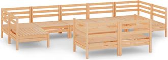 vidaXL Juego Muebles De Jard&iacute;n 10 Piezas Madera Maciza Pino Vidaxl