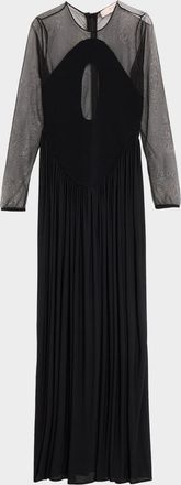 Et Ochs Suri Knit Basque-Waist Illusion Gown