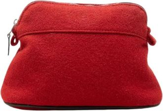 Herm&egrave;s Pre-owned Wool Pouch - Dames - Vintage Clutch - Rood - ONE Size - Wol - Vintage