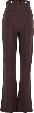 Elisabetta Franchi Womens Bordeaux Pants With Jewel Button Details Polyester Trousers