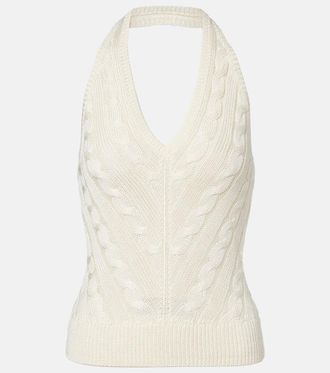 Ralph Lauren Collection Cable-knit halterneck silk top