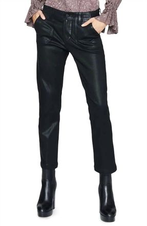 Paige Mayslie Coated Ankle Straight Leg Pants In Black