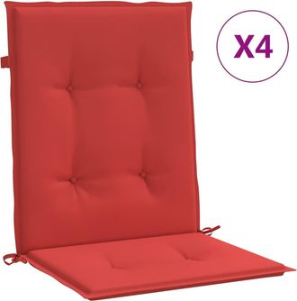 vidaXL Coj&iacute;n Silla Jard&iacute;n Respaldo Bajo 4 Uds Tela Oxford Rojo Vidaxl