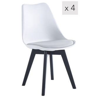 Nordlys Set 4 sillas escandinavas con patas de madera blanco