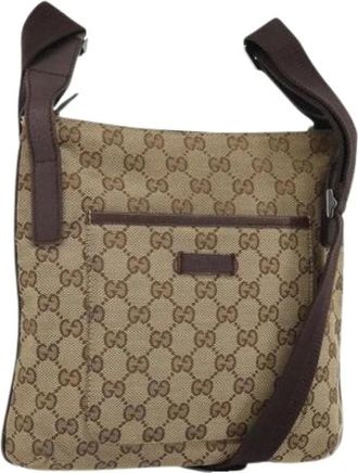 Gucci Pre-owned Cross Body Bags, female, Beige, Size: ONE SIZE Pre-owned Canvas Cross Body Bag