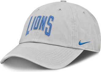 Nike Detroit Lions Primetime Club Arched Nike Mens NFL Adjustable Hat in Grey | NF020BB9J-BYX