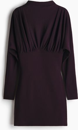 H&M Gerafftes Kleid mit Turtleneck - Purple