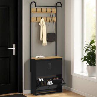 IDMarket Idmarket - Mueble Zapatero Ester 2 Puertas Metal Negro