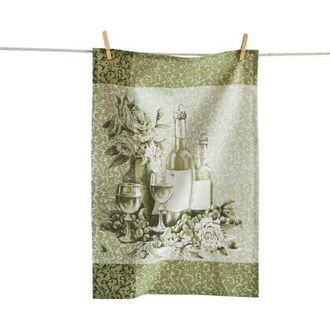 Tag Wine Bottles Bold Artwork Dishtowel Green Multi Cotton Everyday at Nordstrom