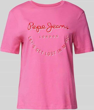 Pepe Jeans London T-Shirt mit Label-Print Modell RUMER in Pink, Größe XL
