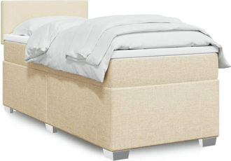 vidaXL Vidaxl - Cama Box Spring Con Colch&oacute;n Tela Color Crema 80x200 Cm