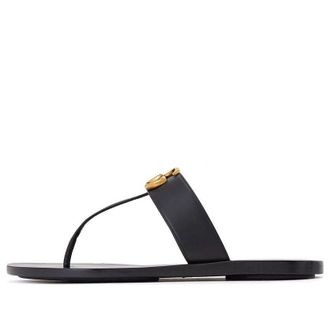 Gucci (WMNS) Gucci Thong Sandal With Double G Black Leather 497444-A3N00-1000