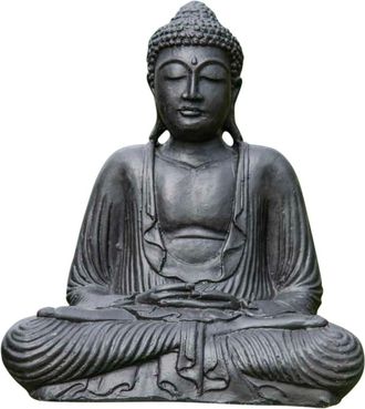 Wanda Collection Estatua buda sentado posición ofrenda negro 42 cm