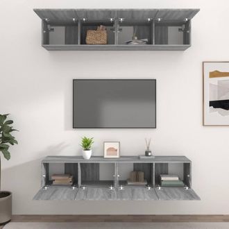 Berkfield Home TV Cabinets 4 pcs Grey Sonoma 80x30x30 cm Engineered Wood | Size: 80 x 30 x 30 cm