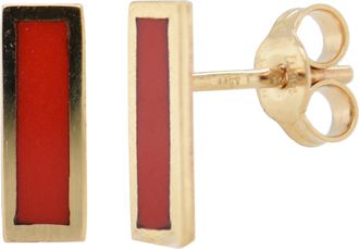 Italian Gold, Inc 14K Yellow Gold Bar Stud Earrings - Coral