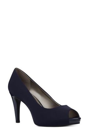 Bandolino Rainaa Peep Toe Pump in Navy Blue Lycra at Nordstrom, Size 5.5