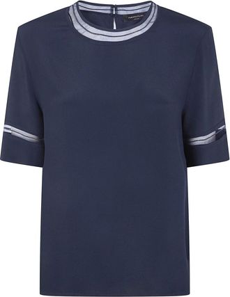 Fabiana Filippi Blouse met mouwdetail - Dames - T-shirts - Blauw - M - Satijn - Tops