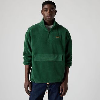 Levi's Relaxed Graphic Quarter Zip Sweatshirt - Mens - 2XL - Green