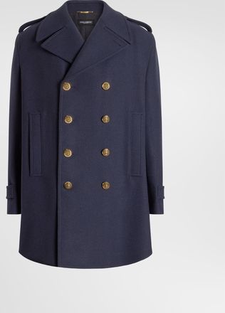 Dolce & Gabbana Double-breasted Wool Coat - Man Coats And Jackets Blue 48