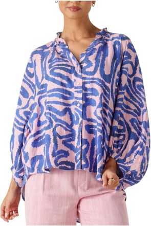 Pom Amsterdam Waves Blouse - Dames - Blouses - Veelkleurig - M - Linnen - Overhemden