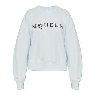 Alexander McQueen Dames, Sweatshirts & Hoodies, Blauw, Maat: 2XS Katoen
