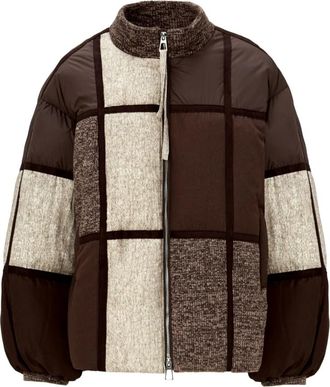 Cesare Gaspari Patch Drift Puffer - Dames - Gewatteerde jassen - Bruin - S - Wol - Jassen