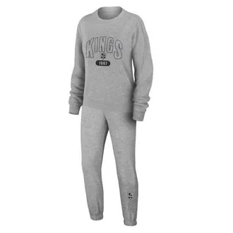 WEAR by Erin Andrews Womens WEAR by Erin Andrews Heather Gray Los Angeles Kings Knit Long Sleeve Tri-Blend T-Shirt & Pants Sleep Set at Nordstrom, Size X-Large