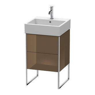 Duravit Duravit Xsquare Vanity Unit Vertical 48.4x 46.0 Cm, 2 Cajones, Para Lavabo Vero Air 235050, Color (frente/cuerpo): Marr&oacute;n Oliva Laca Alto Brillo - Xs4