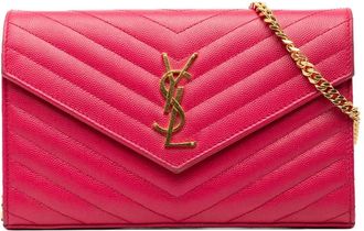 Saint Laurent 2018 Grain De Poudre Classic Cassandre Chain Wallet crossbody bag - Rosa