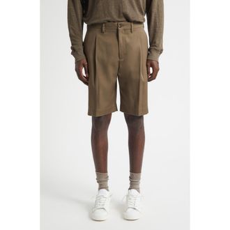 Golden Goose Journey Pleated Virgin Wool Bermuda Shorts in Cub at Nordstrom, Size 34 Us