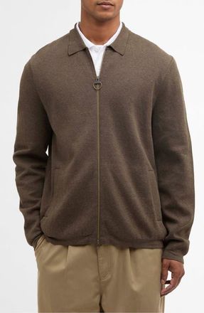 Barbour Crowcombe Cotton Zip Cardigan in Olive at Nordstrom, Size Xx-Large