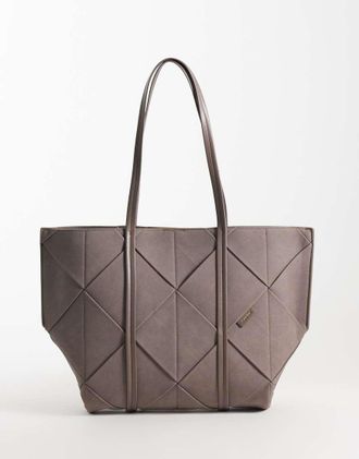 Calvin Klein borsa shopper in camoscio intrecciato color taupe-Neutro