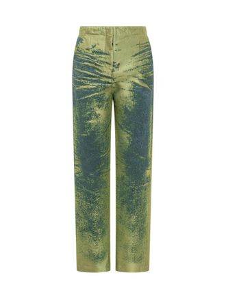 Diesel Green Straight Mid Rise Jeans